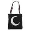 White Black Minimalist Crescent Moon Tote Bag