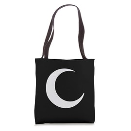 White Black Minimalist Crescent Moon Tote Bag