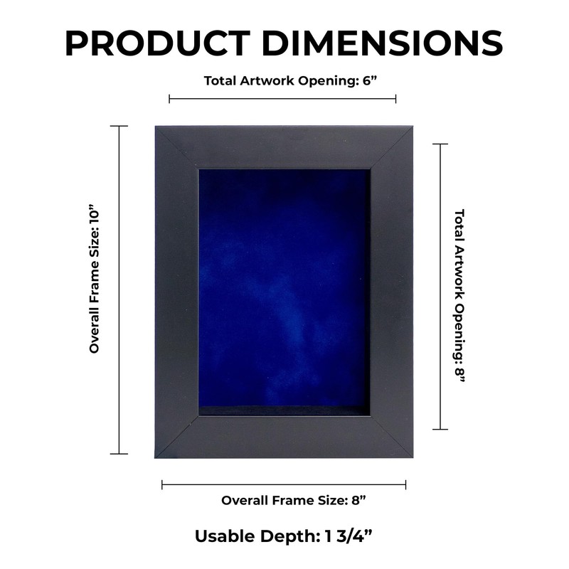 6x8 Shadow Box Frame Black Wood with a 1 3/4"
