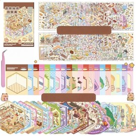 DIY 3D Sticker Scene Collection Book for Kids Adults 20 Sets Make Your Own Warm Home Therapy for Adult Relief Stress Pass The Time DIY 3D House Stickers Book