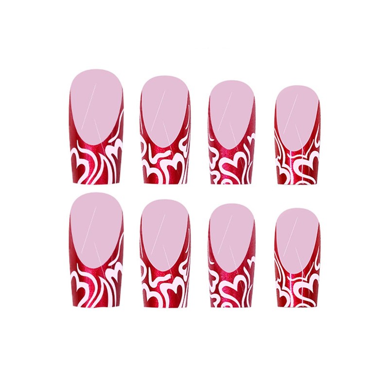 SINHOT Valentines Day Press on Nails Medium Square Fake Nails