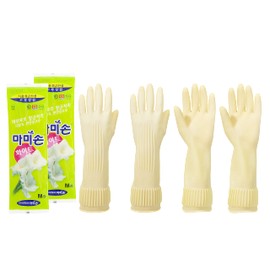 Mamison Quality Non-Slip Reusable Rubber Gloves. Kitchen & Cleaning House Hold (White Medium (2 Pairs))