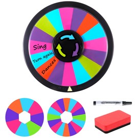 Pack of 2 Wheel of Fortune for Spinning, 8 & 16 Labelling Wheel of Fortune Toy with Marker Pen and Eraser, Wheel of Fortune Toy, DIY Price Wheel Toy for Carnival Parties, Winning Spin Games, Word