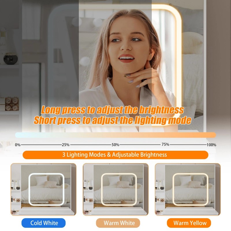 Jojoka Vanity Makeup Dressing Table Set w/Stool 4 Drawer, Sliding