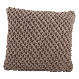 SARO LIFESTYLE 1590 Sheridan Collection Cotton Knitted Design Down Filled Throw Pillow, Mocha, 20" Square