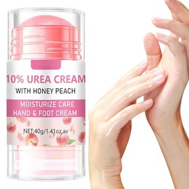 Crema de manos y pies de durazno, crema de pies agrietada para el talón con 10% de urea para hidrata y repara la piel áspera, seca, gruesa y agrietada