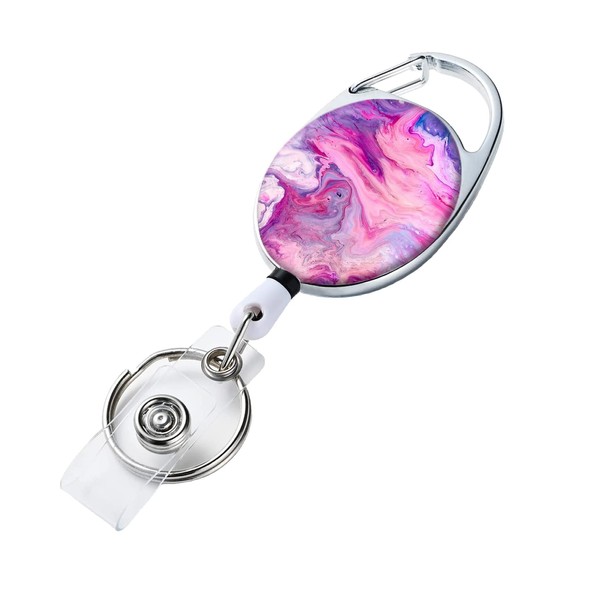 Badge Reel Retractable Badge Holder with Retractable Keychain for Keys