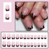 Jremg Leopard Print French Tip Press on Nails Medium Square