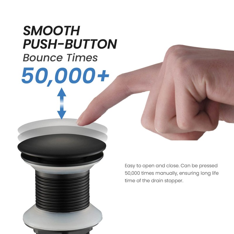 KIBI Pop-Up Drain Stopper for Bathroom Sink Without Overflow |