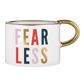 Creative Brands Faithworks-Slant Collections Ceramic Mug Spoon and Tray Set, 3-Pieces, Fearless