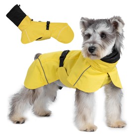 LiebeDD Dog Raincoat, Waterproof Rain Jacket Dog with Harness Hole, Reflective Rain Cape, Dog Adjustable Dog Raincoat for Medium and Small Dogs such as Dachshund (Yellow, XL, 33 cm)
