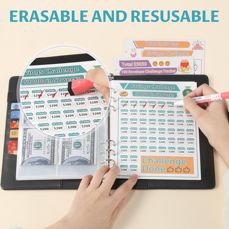 ONEDONE 100 Envelope Challenge Binder A5 Money Savings Challenges Book