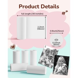 5 Rolls Kids Camera Instant Print Paper,Diy Instant Digital Camera for Kids Refill Pack-HD Paper, Camera Print Camera Paper Refill for Most Kids Instant Camera, Thermal Paper Camera