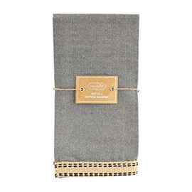 Jute Edge Napkin Set, Gray, 18" x 18", Set of 4