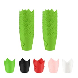 Xindtek Tulip Cupcake Liners 100-Count Baking Cups, Paper, Disposable, Green, Perfect for Wedding, Birthday, Christmas, Party, Baby Shower, Special Events