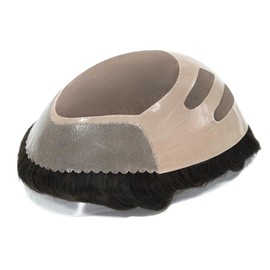 HAIR NATURE Mens Toupee Wigs Human Hair Pieces, Hair Systems for Men, Fine Mono Dark Brown Medium Hair Density #2