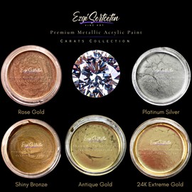 Ezgi Sertcetin Premium Metallic Acrylic Paint 3 oz |Unique Metallic Bright Colors | Special Carat Collection (24K Extreme Gold)