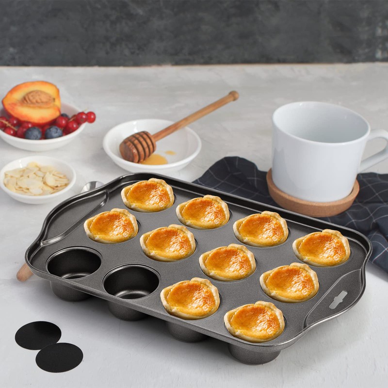 Tosnail 2 Pack 12 Cavity Mini Cheesecake Pan with Removable