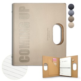 Lined A5 Binder Portable Refillable Notebook - 5.8" x 8.3", 160 Pages of 100G Thick Paper, 6-Ring Design with Pen Loop and Index Tab Stickers - Ideal for Writing, Travel, Work, and School (Khaki)