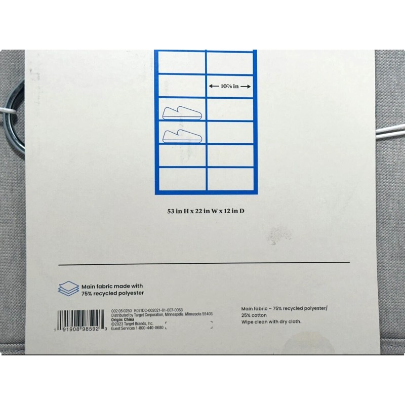 Brightroom Hanging Shoe Organizer Light Gray 44 Pockets - New