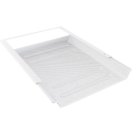 KD Essentials – under-desk drawer, stores Letter sheets and office supplies hidden away under the desk, sliding organiser/storage drawer unit for the business and home office – metal, white