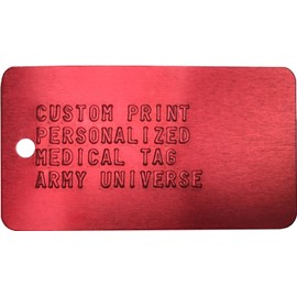 Red Medical Alert Tag Custom Print Health ID Medic Embossed Metal Dog Tag Dogtag