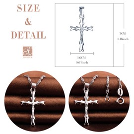 Unendlich U Damen Mädchen Halskette 925 Sterling Silber Zirkonia Jesus Kreuz Anhänger Kettenanhänger Kette mit Anhänger Schmuck Geschenk für Weihnachten,Silber