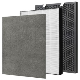 FFsign 2678 Replacement High Efficiency HEPA Filter + 2677 Actived Carbon Filter for Bissell Air220 Air320, 1 True HEPA Pre-Filter & 1 Carbon Filter