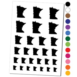 Minnesota State Silhouette Temporary Tattoo Water Resistant Fake Body Art Set Collection - Orange (One Sheet)