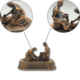 3 ARCHES USA Copper Jesus Washing Disciple's Feet Statue - Religious Little Jesus Figures & Christian Home Decor - Spiritual Table Centerpiece - Meaningful Biblical Present (Large 4.5")