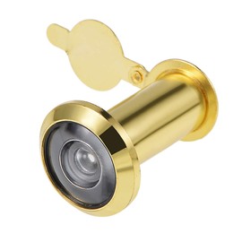 uxcell Door View, Solid Brass 220-degree Door Viewer Peephole with Cover for 1-1/2 to 2-1/4 Inch Thick Doors, Polished Gold Finish