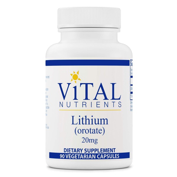 Vital Nutrients Lithium Orotate | Vegan Supplement to Support Memory and Behavior Health* | 20mg | Gluten, Dairy and Soy Free | 90 Capsules