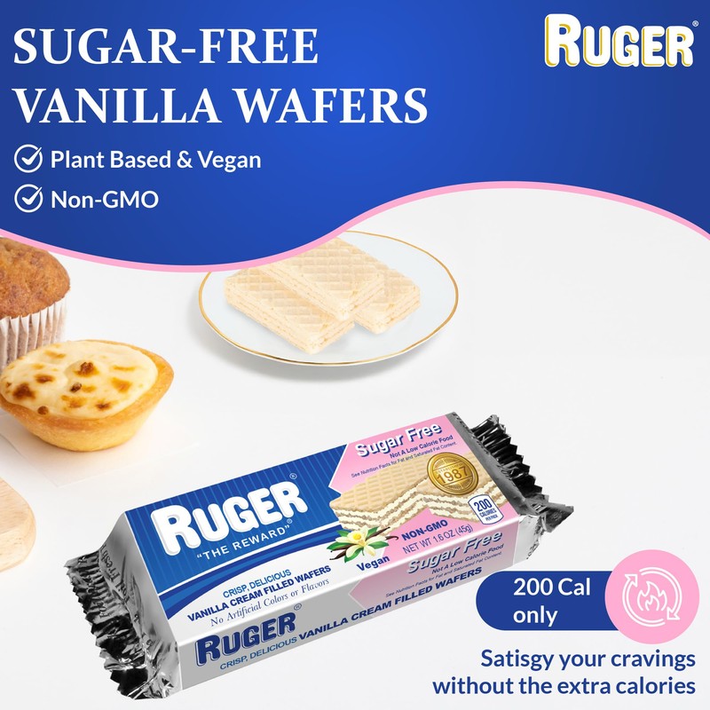 RUGER Sugar-Free Vanilla Wafers 1.6 Ounce (Pack of 12) -
