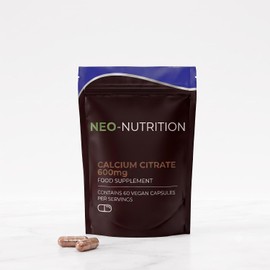 Neo Calcium Citrate Capsules - High Dose of Pure Calcium Citrate for Strong Bones & Teeth - 60 Capsules - Vegan & Additive-Free
