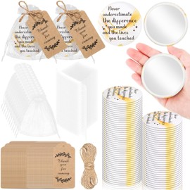 Tradder 50 Sets Inspirational Appreciation Gifts Compact Mirrors Bulk Employee Appreciation Gifts for Women Gift Sets Pocket Makeup Mirrors for Bachelorette Bridal Souvenir Gift (Gold and White)