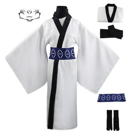 Sukuna Cosplay Anime Jujutsu Kaisem Costume Ryomen Sukuna White Kimono Long Robe For Men JJK Cosplay Outfit With Belt (Kimono,XS)