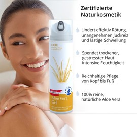 HELFE® Aloe Vera Gel 100% rein (195 ml) sanfte Feuchtigkeitspflege für Gesicht, Haar und Körper, ideal bei trockener Haut und als After Sun Pflege, ebenso bei Hautirritationen, Insektenstichen, Rasur