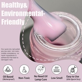 Baby Pink Nail Polish - Pale Pink Nail Varnish - Light pink Breathable Nail Polish - Water Based Quick Dry Long Lasting French Manicure Nail Varnish for Art Manicure DIY at Home