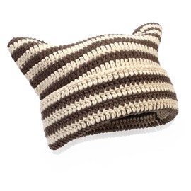 Cat Ears Knitted Hats, Hat with Ears, Knitted Hat Cat Ears, Women's Hat Cat Ears Hat, Beanie Hat Cat, Winter Hat with Cat Ears, Warm and Stretchy Winter Knitted Hat, Beige; Curry