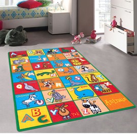 Champion Rugs Kids Area Rug ABC Animals Zoo Learning/Playtime Carpet (8 ft x 10 ft)
