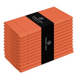 Softopia - Servilletas de algodón 100% algodón con dobladillo decorativo, juego de 12 servilletas de tela lavables para el hogar, boda, restaurante, fiesta buffet y camping, color naranja (18 x 18