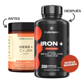 Vital Botanics Iron + Hierro Suplemento, Hierro con Vitamina C y Jengibre