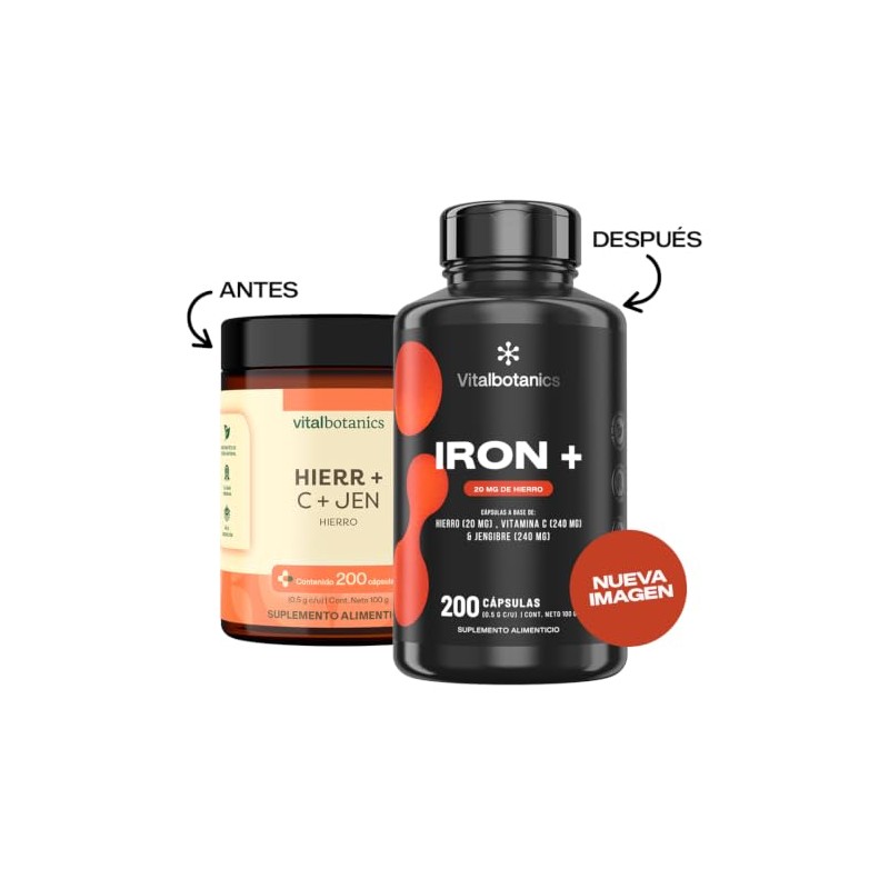 Vital Botanics Iron + Hierro Suplemento, Hierro con Vitamina C