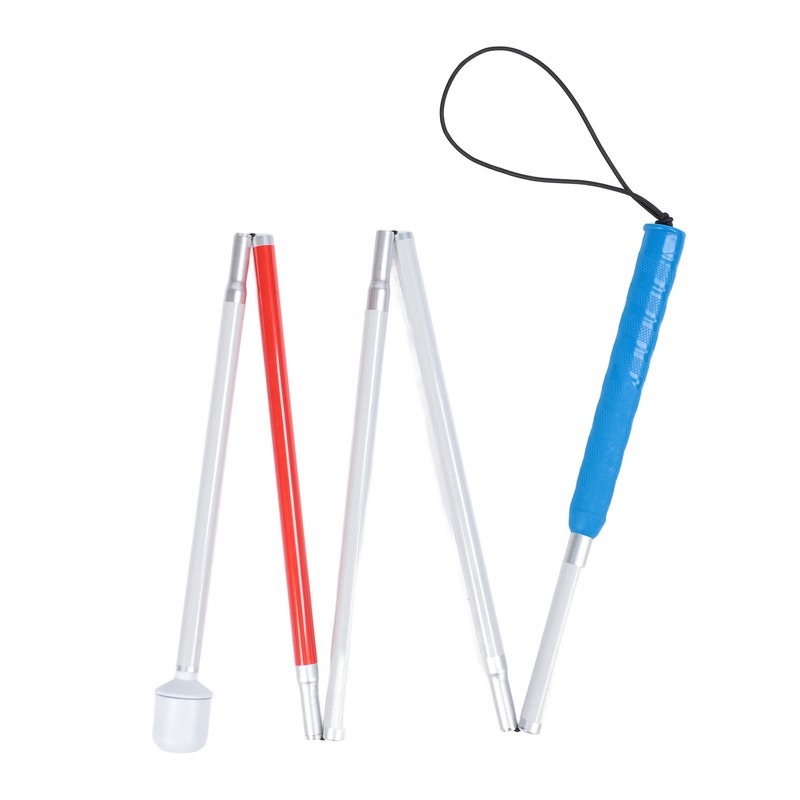 Folding Walking Pole Aluminum Alloy Collapsible Anti Slip Reflective Blind