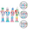 OUNONA 4-Piece Nutcracker Figurine Wooden Nutcracker Ornament Christmas Nutcracker Ornament