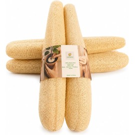 Juego de esponjas de lufa natural (entero), Luffa cylindrica, exfoliante corporal recortable para ducha y fregaplatos, fibra vegetal natural, cero residuos (paquete de 2) (CN251111-XXL)