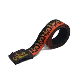 AIBEARTY Unisex Flame Print Nylon Webbing Belts Fashion Metal Buckle Waist Belt for Women Men Kids Jeans Shorts Pants