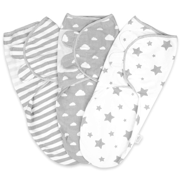 Little Seeds Baby Swaddle Blanket 3-6 Months 100% Organic Cotton Swaddles - Pack of 3 Swaddle Blankets - Swaddle Wrap For Boy and Girl - Hip-Healthy Design