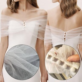 Stole Women's Wedding White Bolero Cape Lace Bridal Cape Wedding Scarf Wrap Stole Bridal Stole Removable Tulle Scarf Shoulderless Capelets Evening Dress Scarf Lace Scarf for Party Banquet