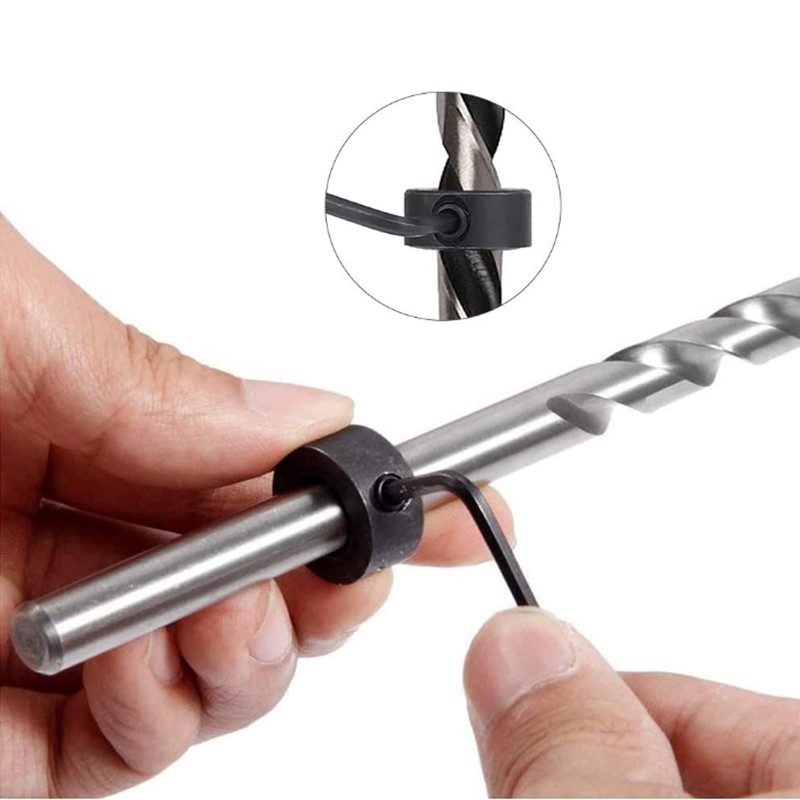 8-Piece Drill Depth Stop Collar Set, Positioner HSS Locator with